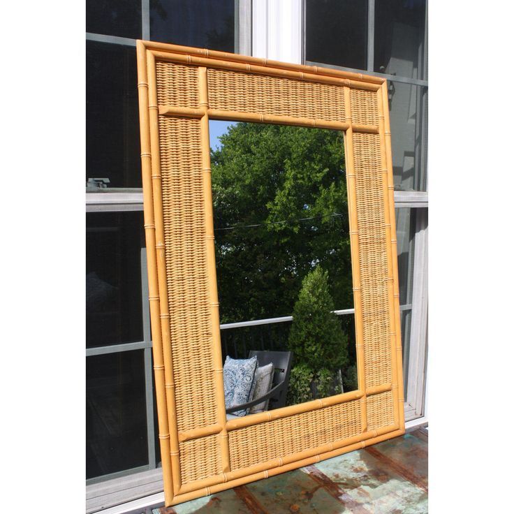 Image Of Vintage Bamboo And Rattan Rectangular Mirror | Mirror For Rectangular Bamboo Wall Mirrors (View 11 of 15)