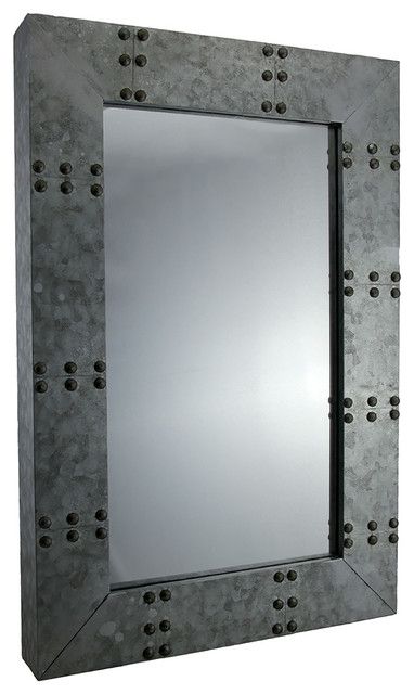Industrial Galvanized Steel Framed Wall Mirror 19 X 11 – Wall Mirrors With Rustic Industrial Black Frame Wall Mirrors (View 9 of 15)