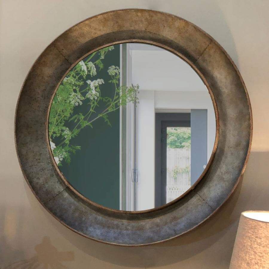 Industrial Round Kimberley Wall Mirror | Mirror Wall, Wooden Mirror, Mirror Regarding Wood Rounded Side Rectangular Wall Mirrors (View 5 of 15)