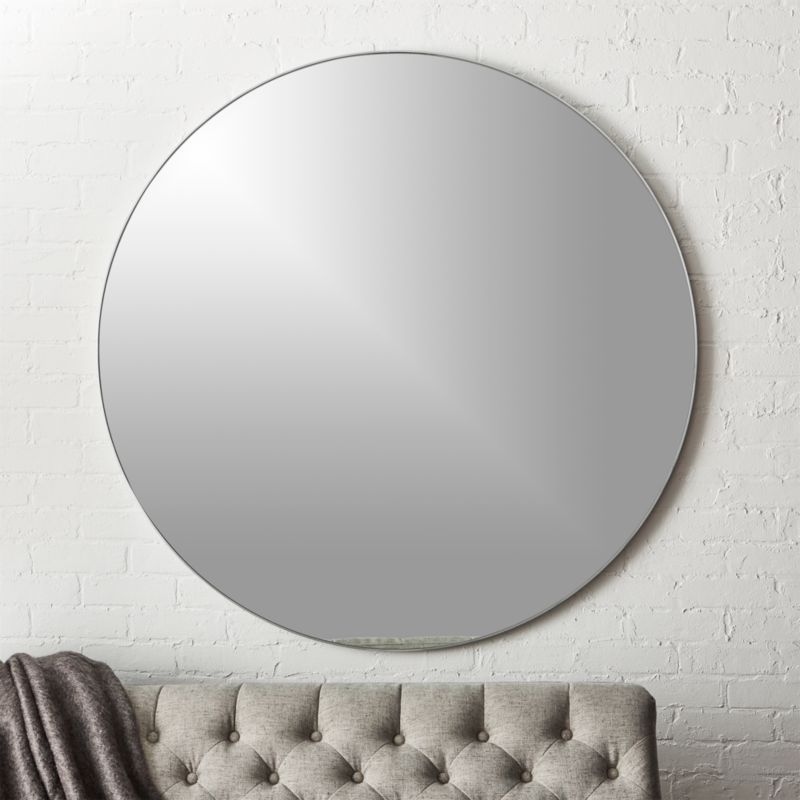 Infinity Silver Round Wall Mirror 48" + Reviews | Cb2 | Round Wall Pertaining To Silver Rounded Cut Edge Wall Mirrors (View 2 of 15)
