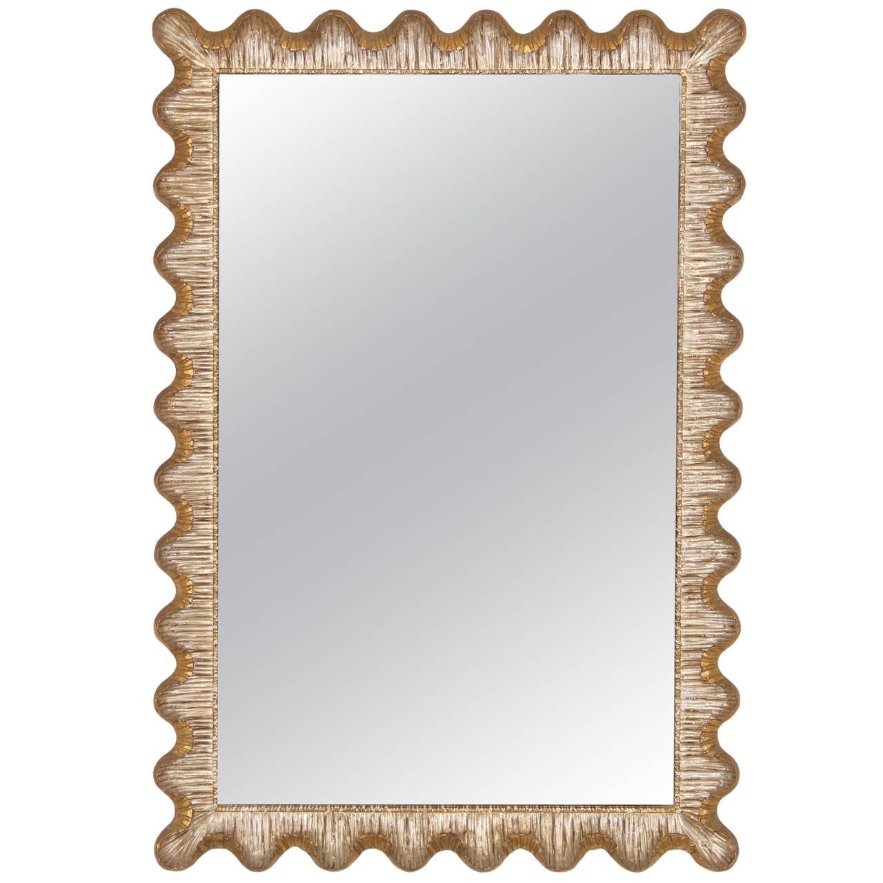 Italian Scalloped Silver And Gold Gilt Frame Friedman Brothers Mirror Regarding Antique Gold Scallop Wall Mirrors (View 11 of 15)