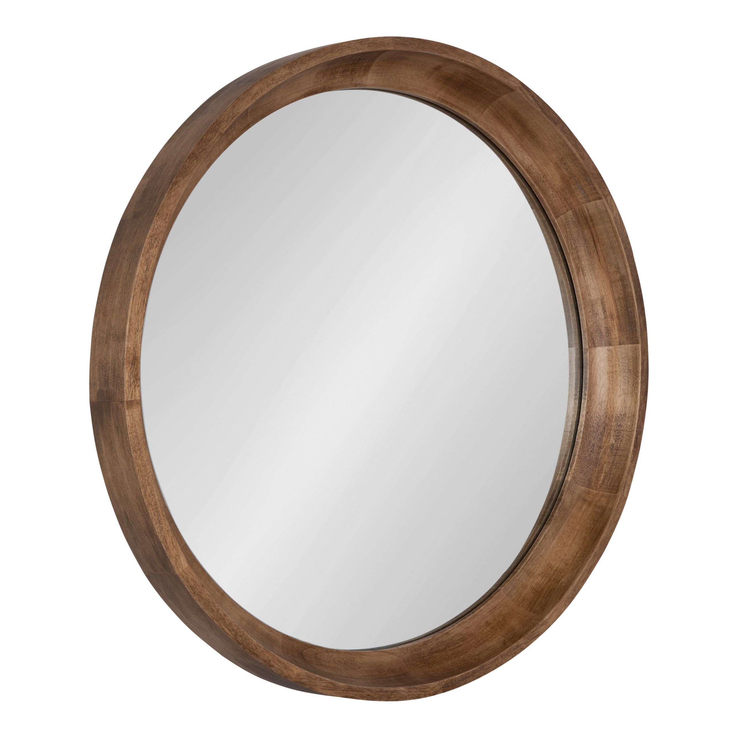 Kate And Laurel Colfax Round Wood Mirror, 22" Diameter, Natural Wood Throughout Wood Rounded Side Rectangular Wall Mirrors (View 1 of 15)