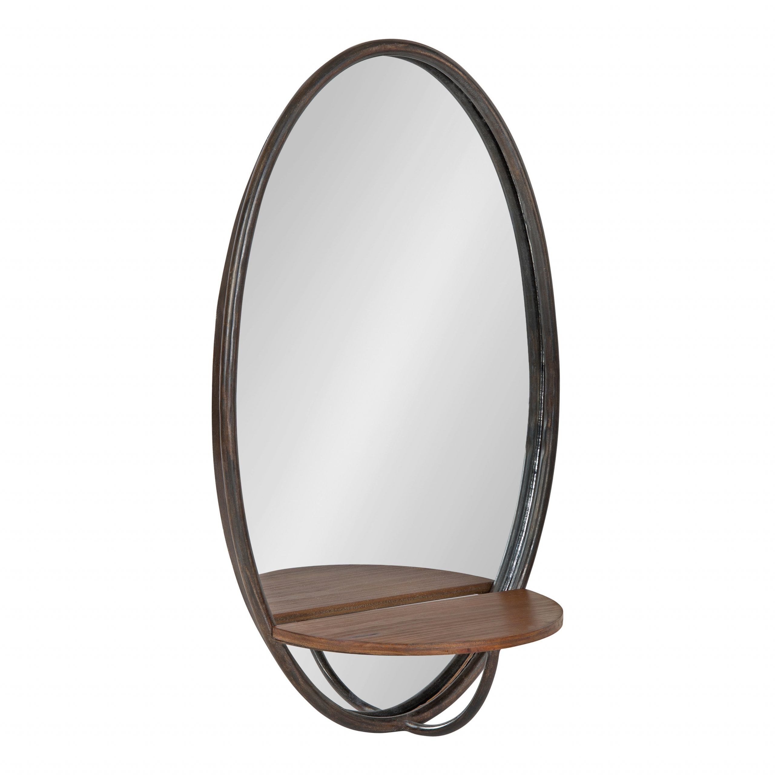 Kate And Laurel Gita Rustic Oval Wall Mirror With Shelf, 15" X 24 With Regard To Wooden Oval Wall Mirrors (View 7 of 15)