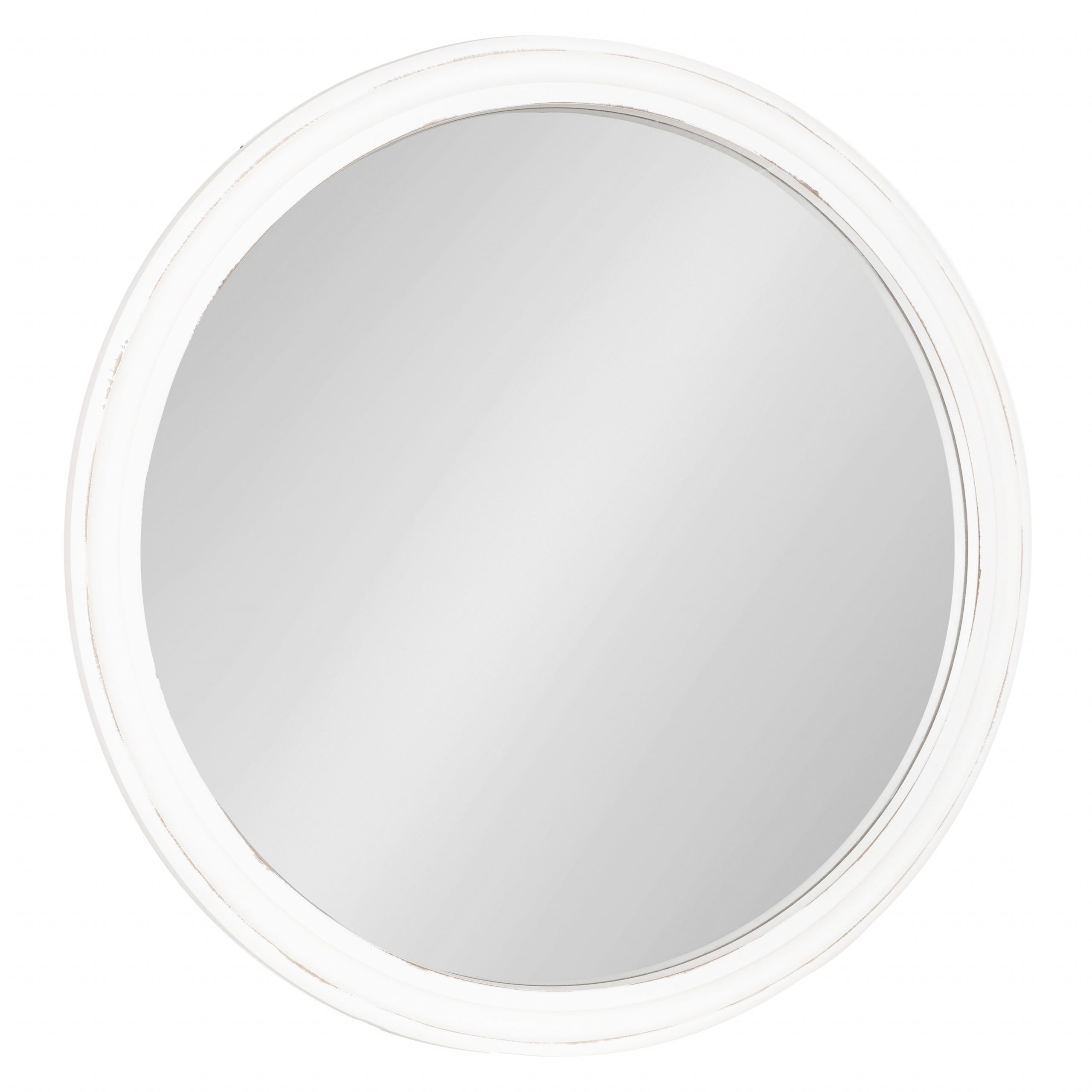 Kate And Laurel Mansell Farmhouse Wood Framed Round Wall Mirror, 28 In Stitch White Round Wall Mirrors (View 13 of 15)