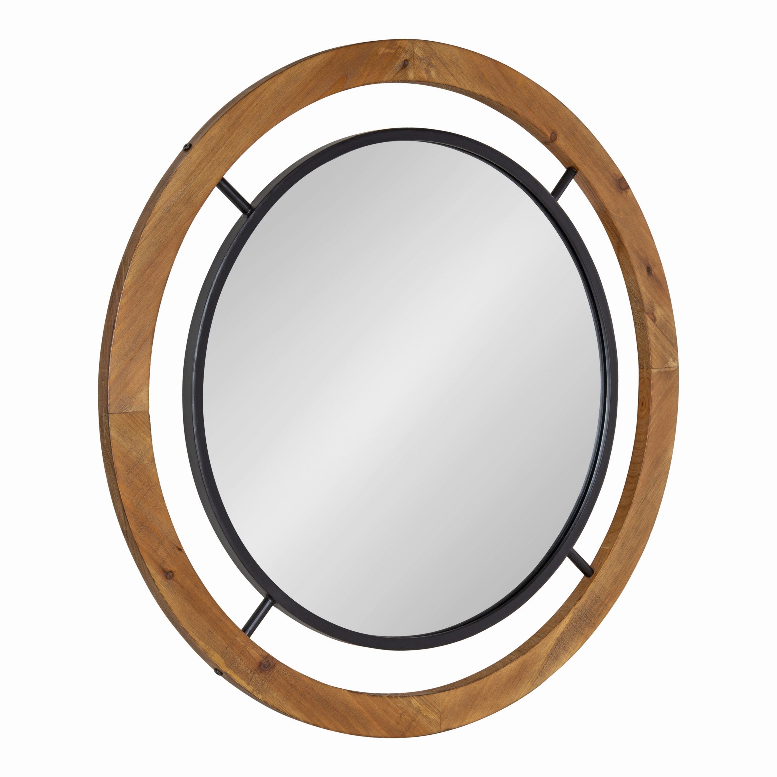 Kate And Laurel Whalen Rustic Wood Wall Mirror, 32" X 32", Brown With Mocha Brown Wall Mirrors (View 2 of 15)