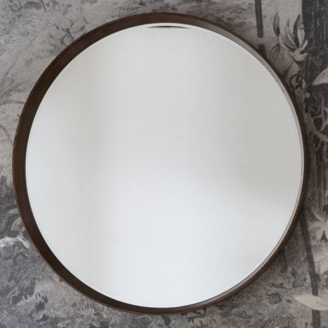 Keaton Round Mirror Walnut | Walnut Round Mirror | Round Mirror | Wall For Scalloped Round Wall Mirrors (View 4 of 15)