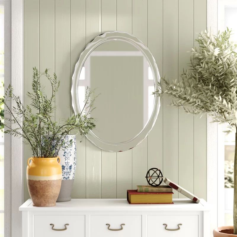 Kempton Contemporary Beveled Frameless Wall Mirror Reviews | Birch Lane Intended For Crown Frameless Beveled Wall Mirrors (View 2 of 15)