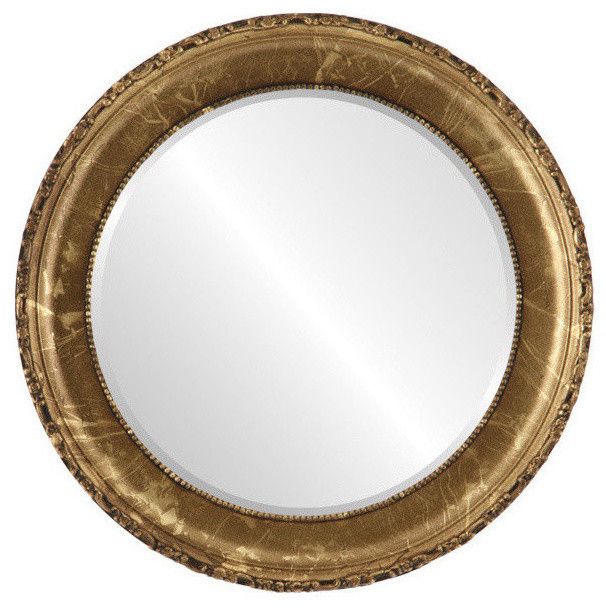 Kensington Framed Round Mirror In Champagne Gold – Traditional – Wall In Gold Rounded Edge Mirrors (View 5 of 15)