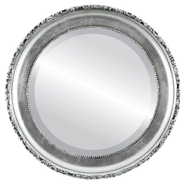 Kensington Framed Round Mirror In Silver Leaf With Black Antique With Regard To Antique Silver Round Wall Mirrors (View 3 of 15)