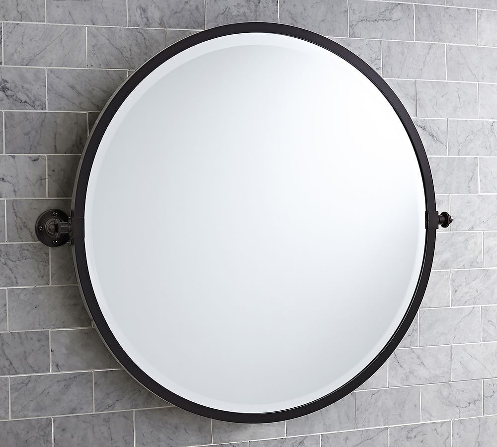Kensington Round Pivot Mirror | Round Mirrors, Mirror, Oval Mirror Bathroom Intended For Ceiling Hung Satin Chrome Oval Mirrors (View 8 of 15)