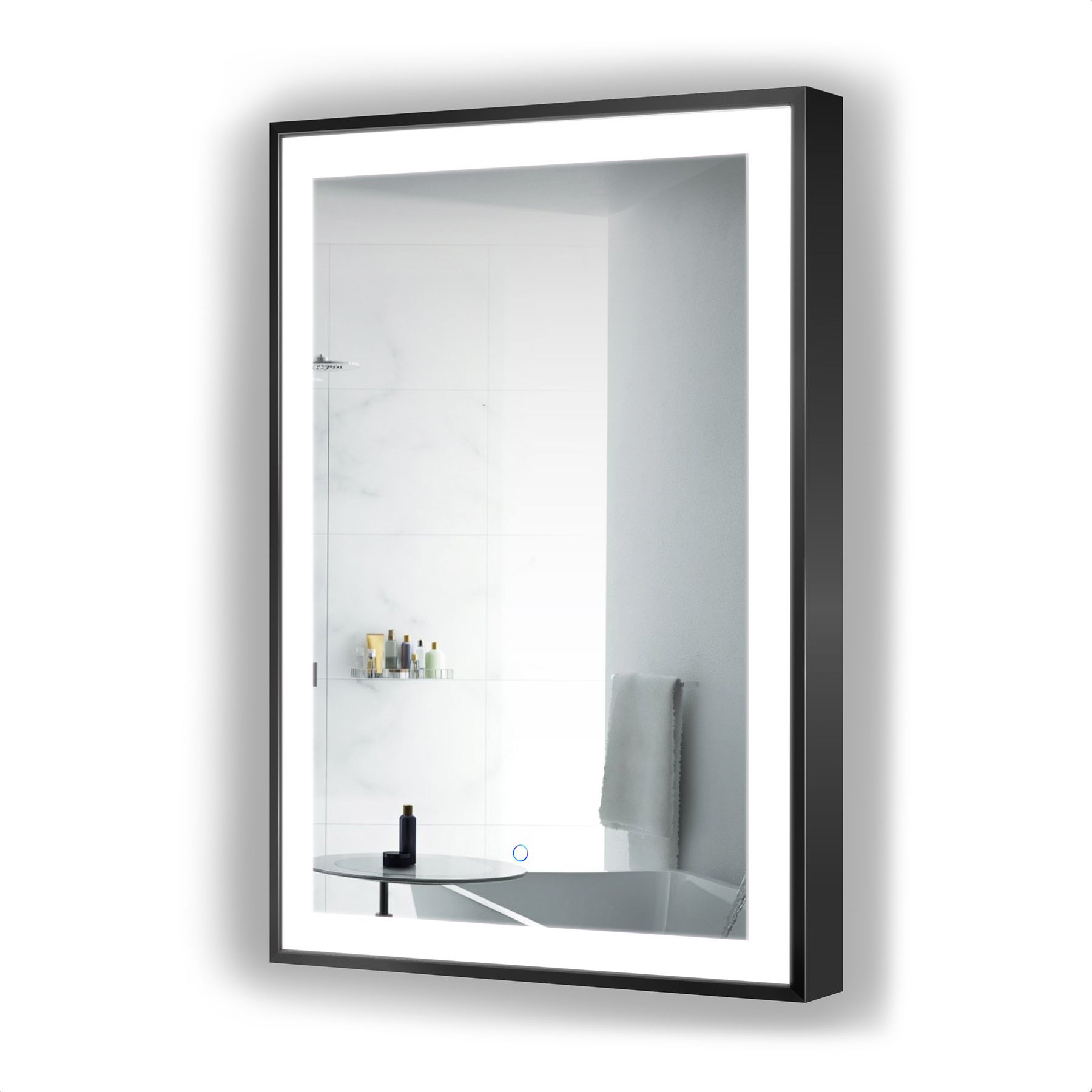 Krugg Soho Led Bathroom Mirror 24″ X 36″ Black – Krugg Reflections Usa Intended For Matte Black Octagon Led Wall Mirrors (View 3 of 15)