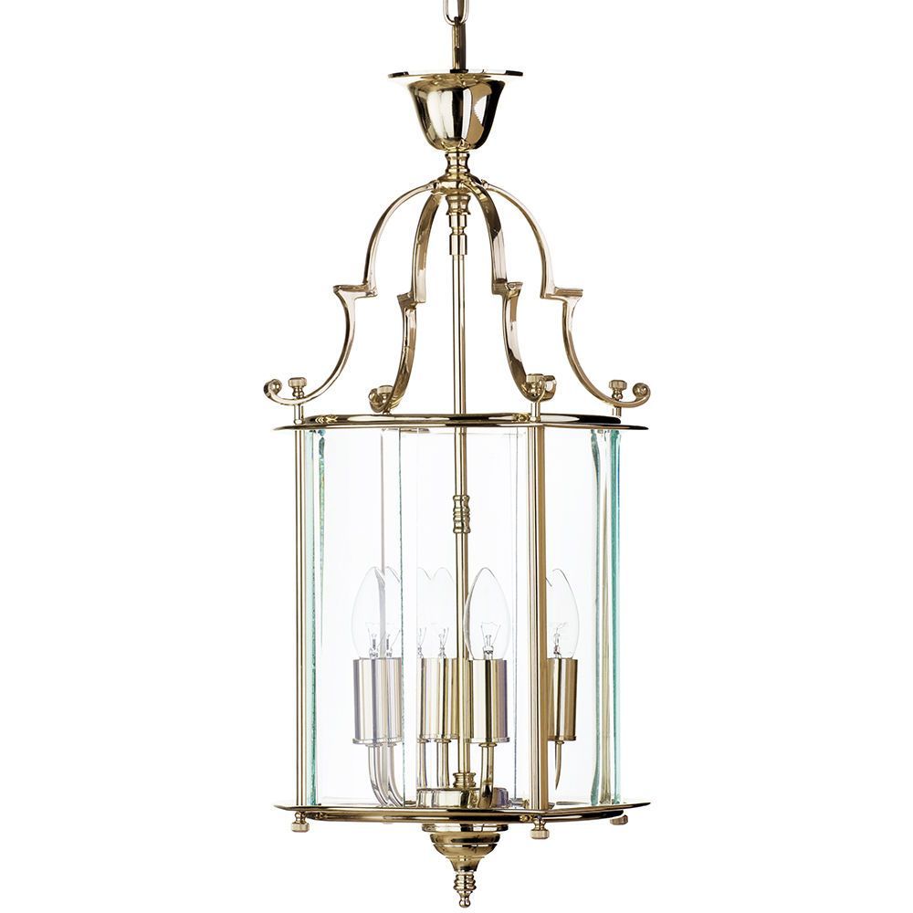 Lancashire Medium 4 Light Ceiling Pendant Lantern – Polished Brass From Inside Ceiling Hung Polished Brass Mirrors (View 4 of 15)
