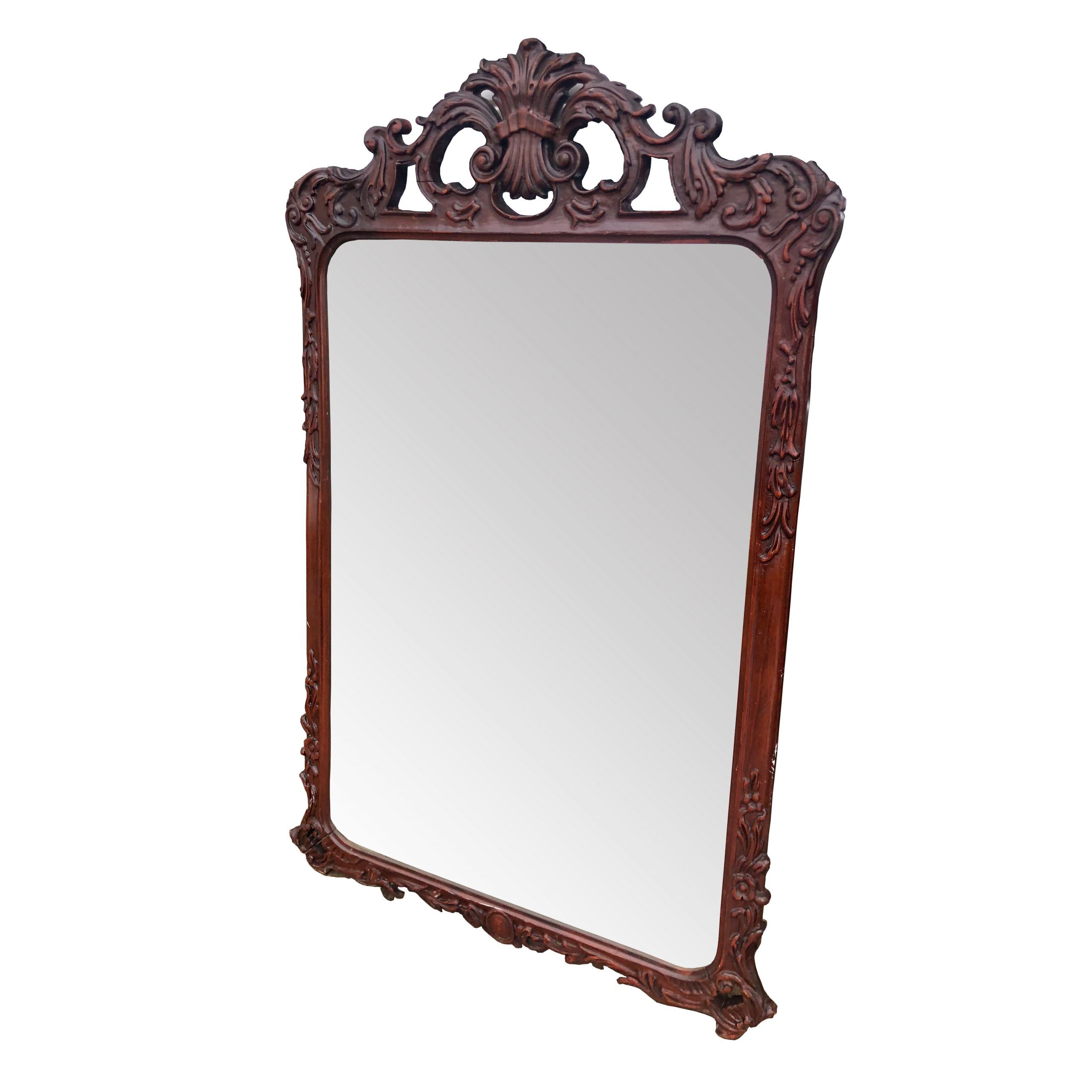 Large Antique Victorian Heavily Carved Walnut Wall Mirror 2X4 In Walnut Wall Mirrors (View 1 of 15)