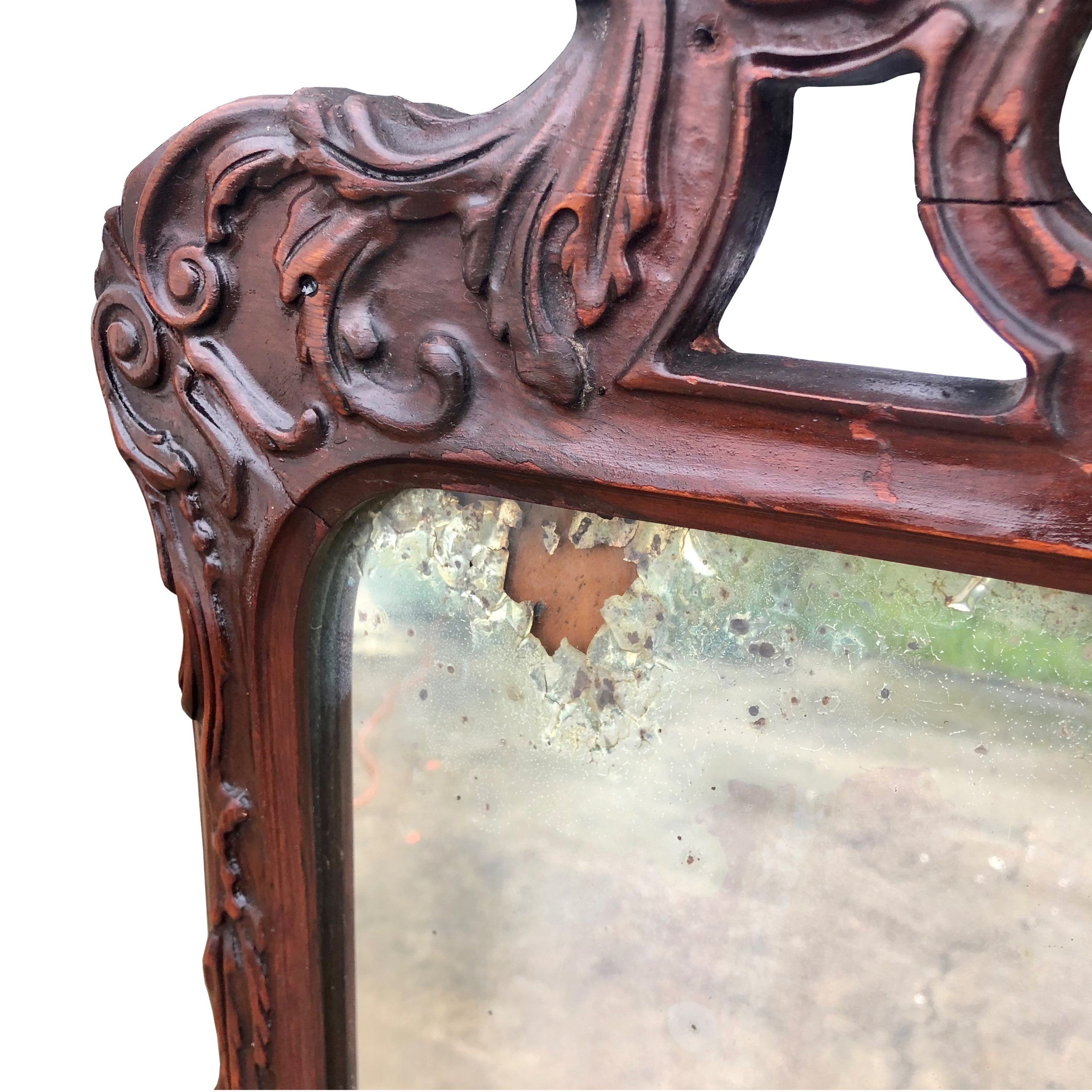 Large Antique Victorian Heavily Carved Walnut Wall Mirror 2X4 Inside Walnut Wall Mirrors (View 8 of 15)