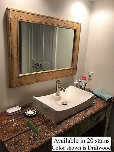 Large Framed Herringbone Reclaimed Wood Mirror Bathroom | Etsy | Wood With Regard To Natural Wood Grain Vanity Mirrors (View 10 of 15)