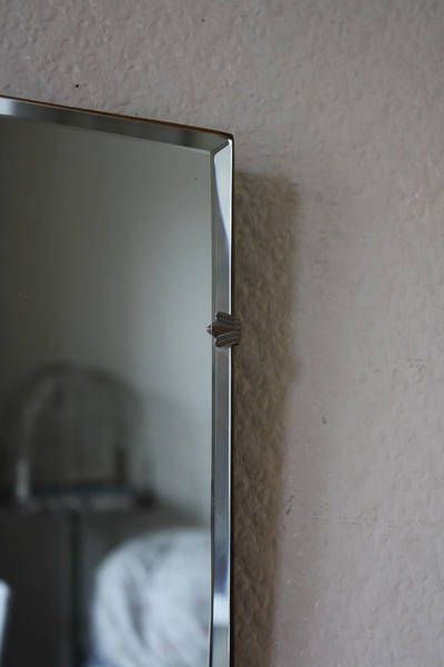 Large Frameless Vintage 50S Mirror With Beveled Glass And Pretty Clasps With Large Frameless Wall Mirrors (View 14 of 15)