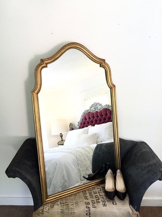Large Gold Arch Wall Hanging Mirror Antique French Dressing Regarding Arch Oversized Wall Mirrors (View 15 of 15)