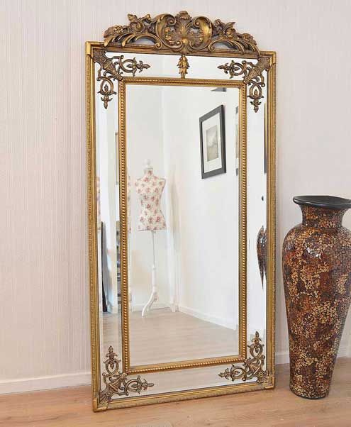 Large Gold Ornate Antique Design Wall Mounted Mirror New 6Ft X 3Ft Intended For Antique Gold Scallop Wall Mirrors (View 8 of 15)