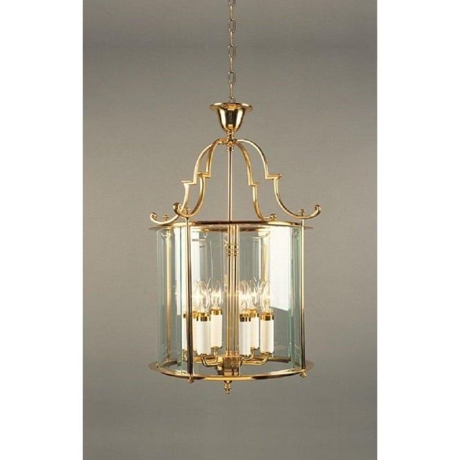 Large Gold Polished Brass Entrance Hall Or Foyer Lantern, Regency Style Regarding Ceiling Hung Polished Brass Mirrors (View 5 of 15)