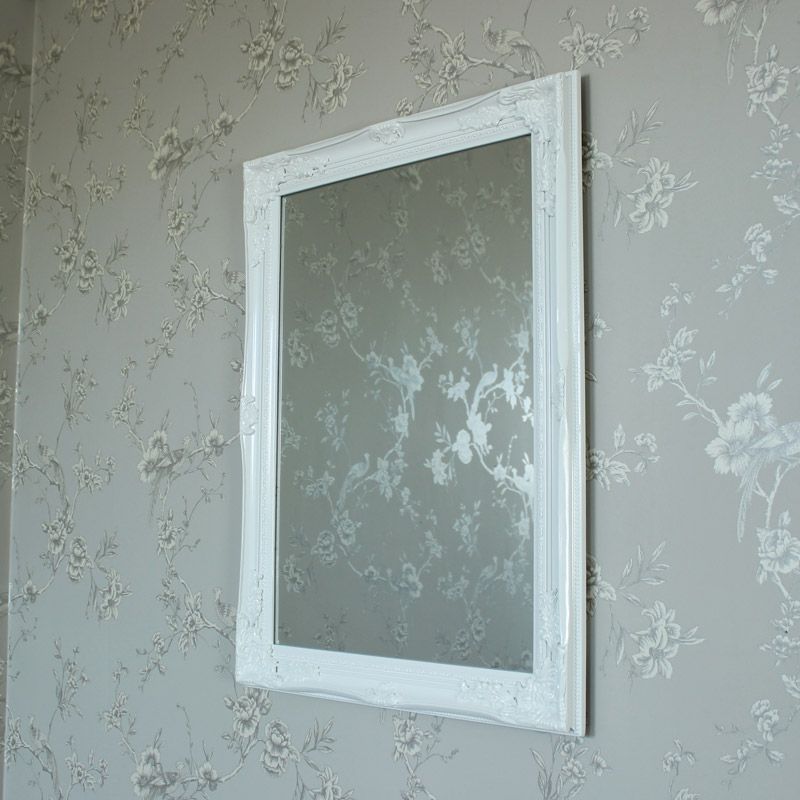 Large Ornate White Gloss Wall Mirror – Melody Maison® For Glossy Blue Wall Mirrors (View 4 of 15)