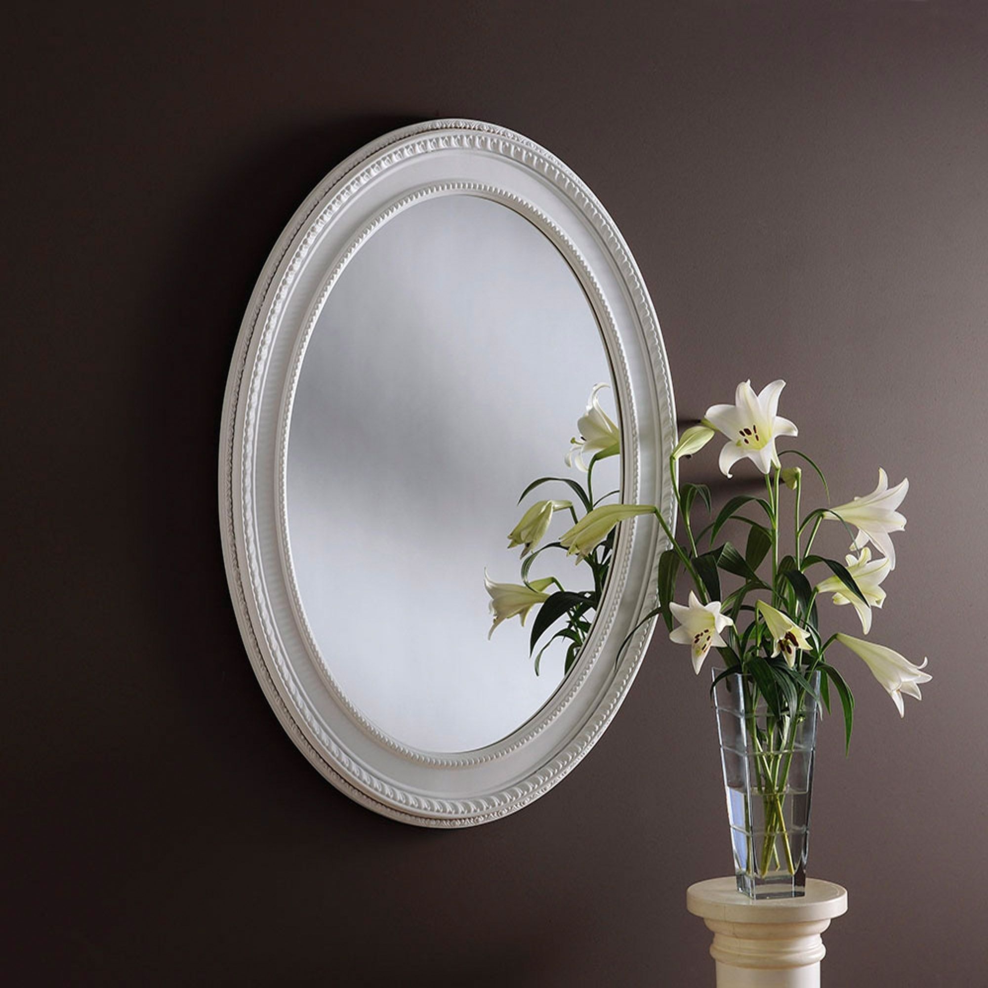 Large Oval Contemporary Mirror | Wall Mirrors Inside Scalloped Round Modern Oversized Wall Mirrors (View 14 of 15)