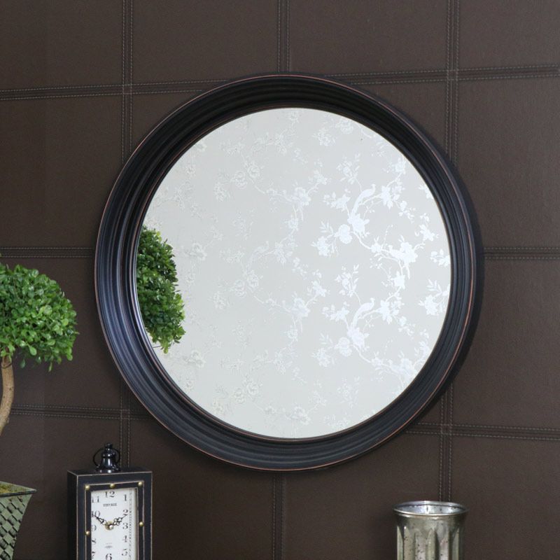 Large Round Black Wall Mounted Mirror 61Cm X 61Cm – Windsor Browne Intended For Round 4 Section Wall Mirrors (View 5 of 15)