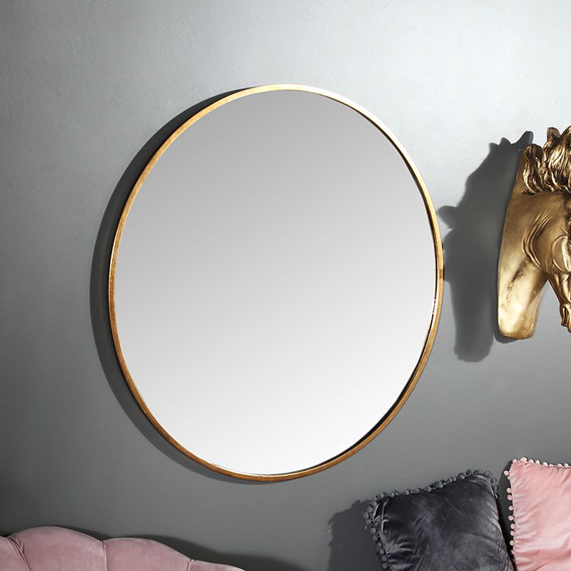 Large Round Gold Framed Wall Mirror 80Cm X 80Cm | Flora Furniture Inside Gold Rounded Corner Wall Mirrors (View 4 of 15)