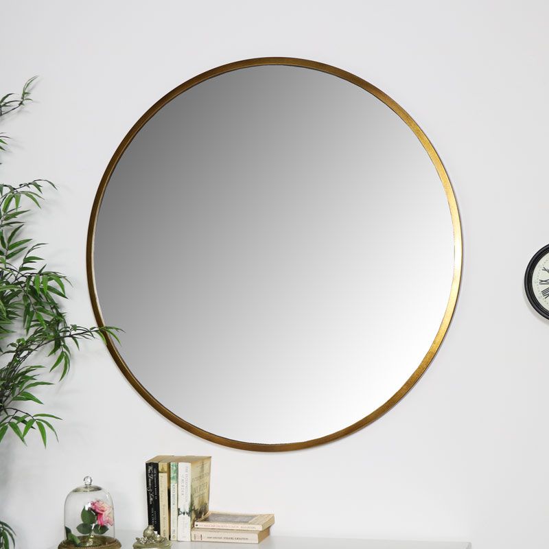Large Round Gold Mirror 100Cm X 100Cm – Windsor Browne With Regard To Golden Voyage Round Wall Mirrors (View 15 of 15)