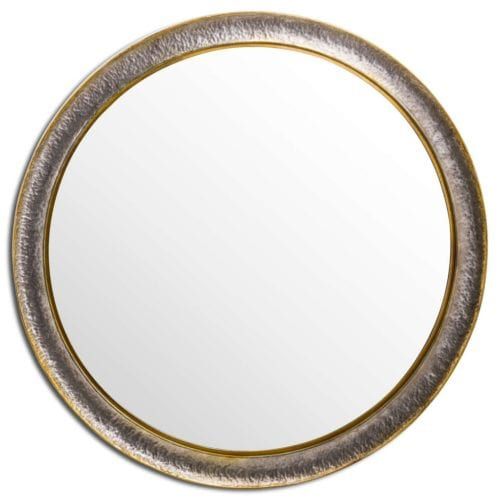 Large Round Wall Mirror With Hammered Metal Effect Frame From Ohi Within Round Metal Framed Wall Mirrors (View 14 of 15)