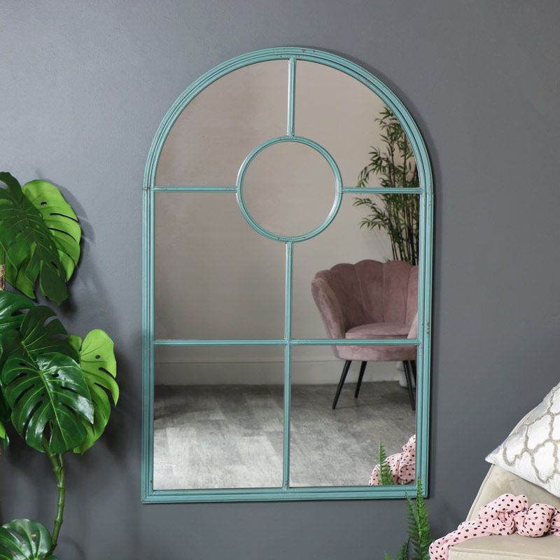 Large Rustic Grey Metal Arched Wall Mirror 79Cm X 124Cm – Melody Maison® With Regard To Arch Oversized Wall Mirrors (View 14 of 15)