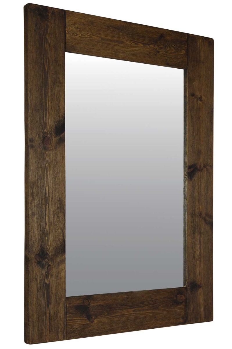 Large Rustic Natural Solid Wood Brown Wall Mirror 4Ft X 3Ft 122Cm X For Medium Brown Wood Wall Mirrors (View 3 of 15)