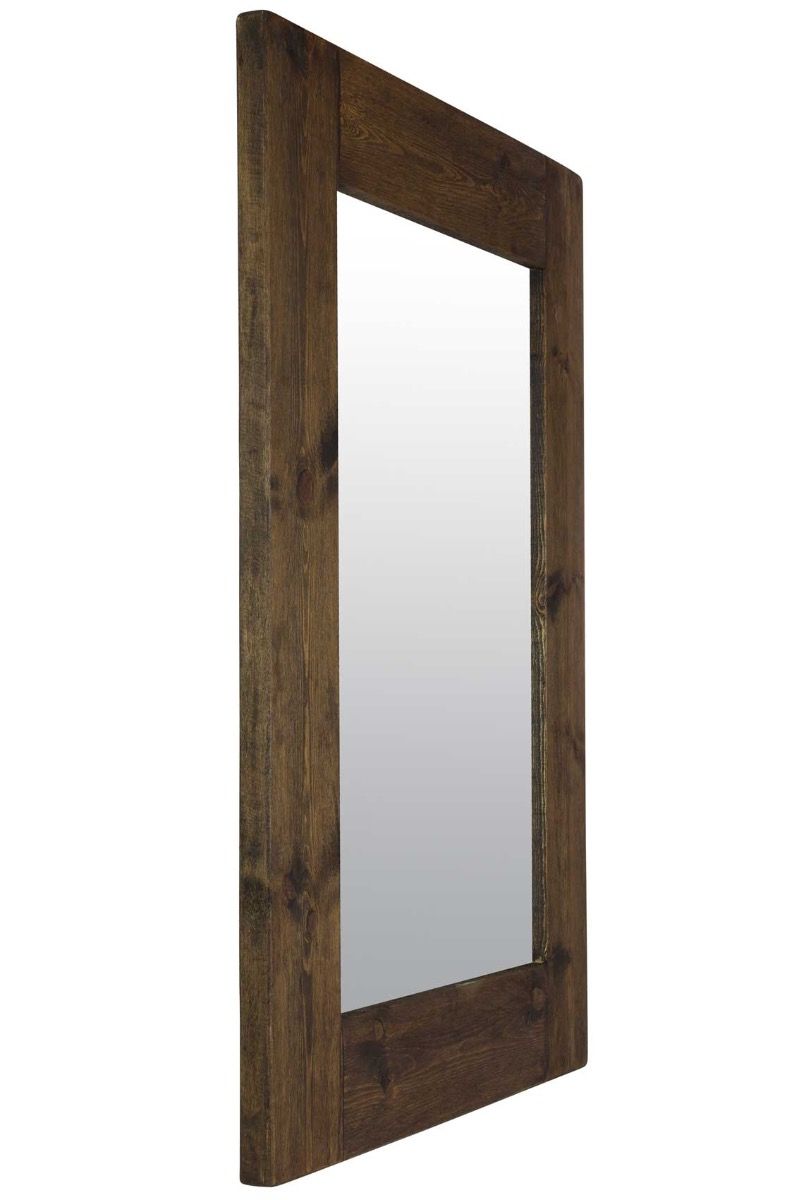 Large Rustic Natural Solid Wood Brown Wall Mirror 4Ft X 3Ft 122Cm X Throughout Medium Brown Wood Wall Mirrors (View 10 of 15)