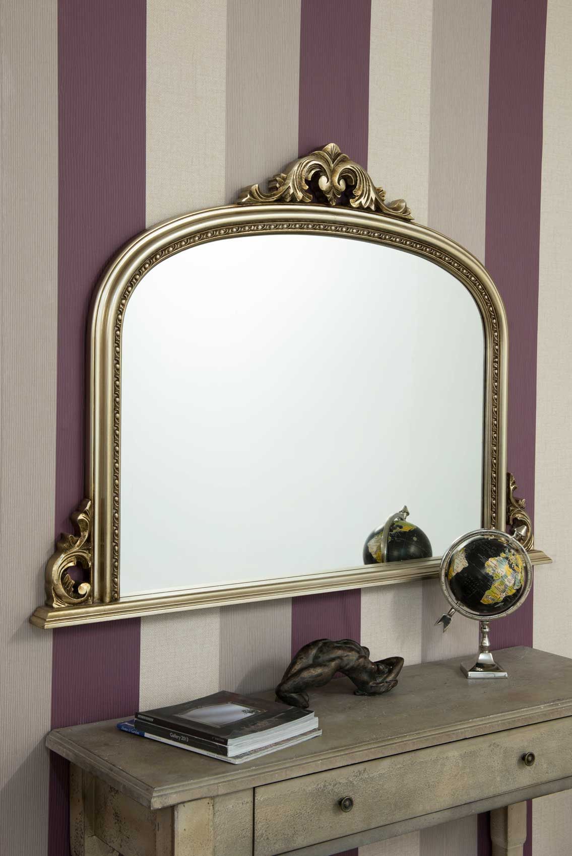 Large Silver Antique Design Over Mantle Big Wall Mirror 4Ft2 X 3Ft With Antiqued Glass Wall Mirrors (View 10 of 15)