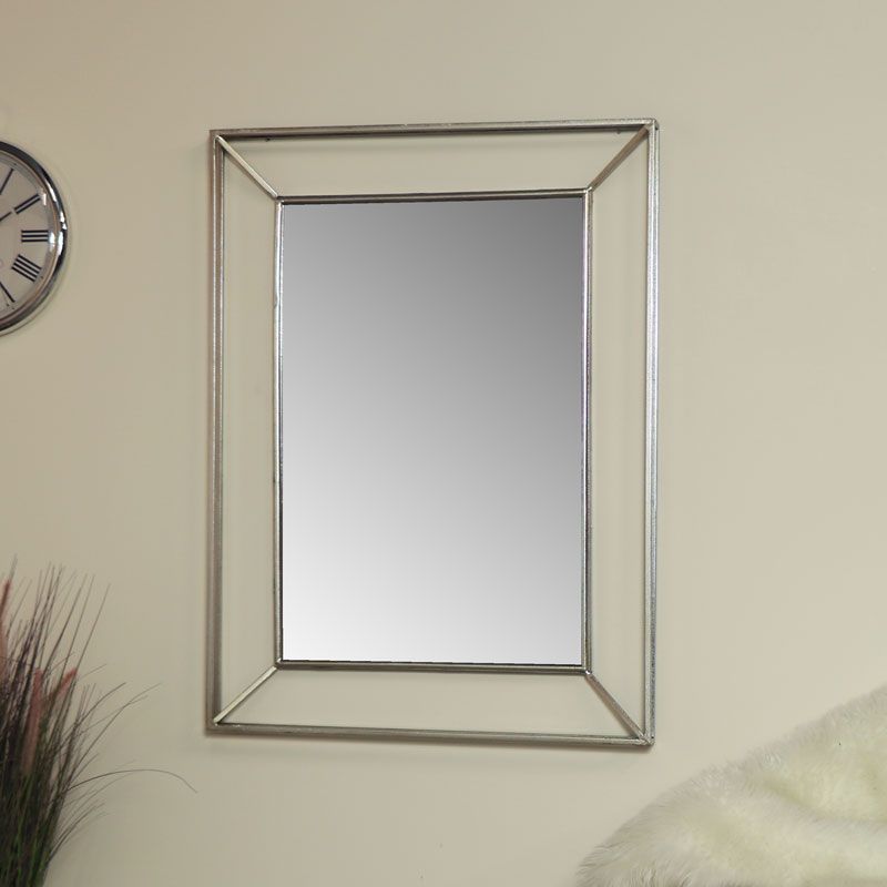 Large Silver Metal Framed Wall Mirror 76Cm X 102Cm – Melody Maison® Throughout Steel Gray Wall Mirrors (View 14 of 15)