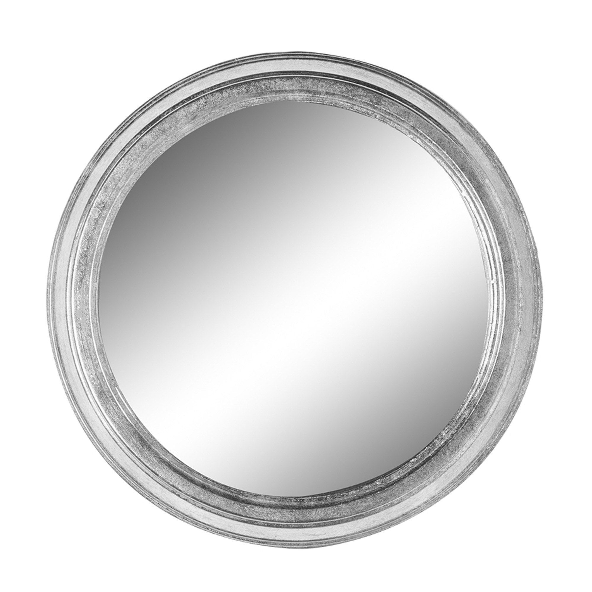 Large Silver Round Metal Wall Mirror | Wall Mirrors | Modern Mirrors Pertaining To Silver Leaf Round Wall Mirrors (View 7 of 15)