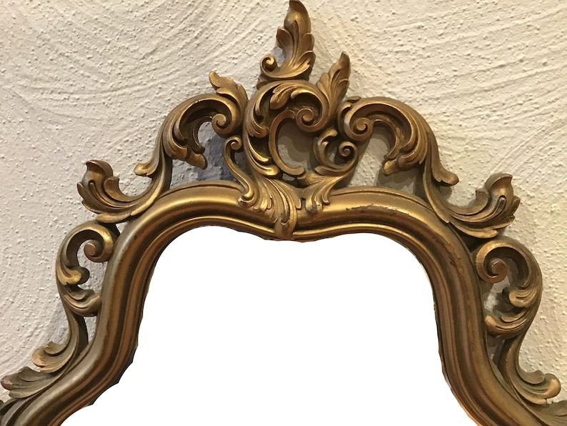 Large Vintage Syroco Oval Scalloped Wall Hanging Gold Mirror | Etsy Throughout Gold Scalloped Wall Mirrors (View 12 of 15)