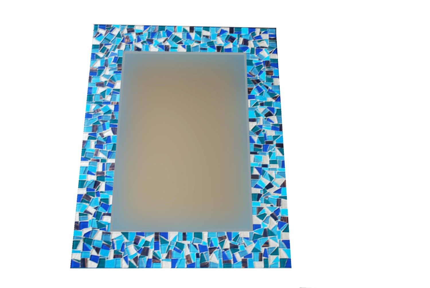 Large Wall Mirror Blue Mosaic Wall Decor Pertaining To Blue Wall Mirrors (View 2 of 15)