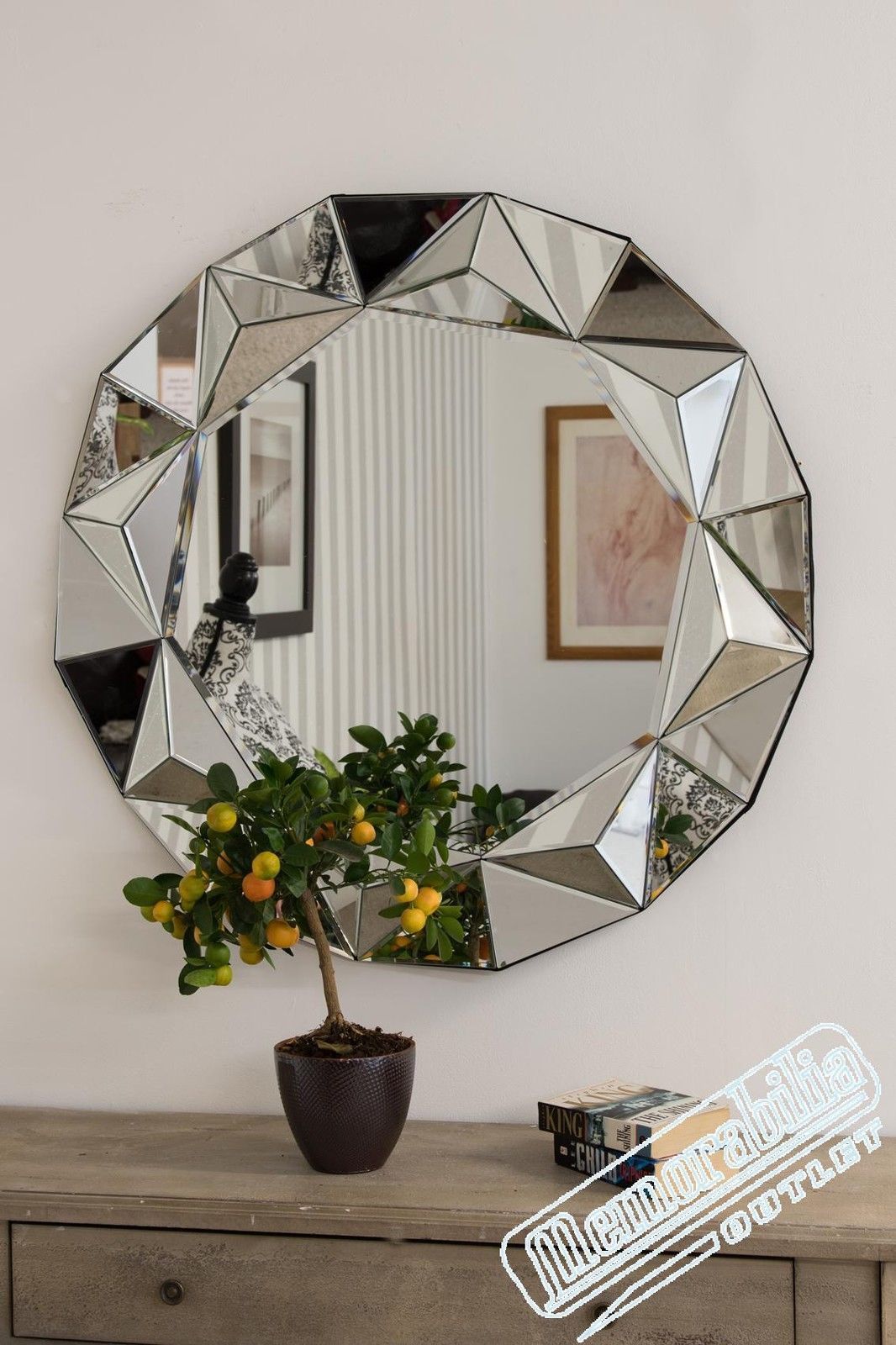 Large Wall Mirror Modern Silver Round Venetian 3Ft, (90Cm) | Ebay Inside Round Modern Wall Mirrors (View 9 of 15)