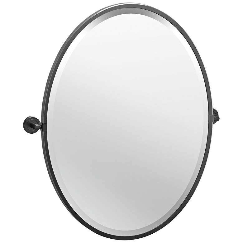 Latitude Ii Black 23 3/4" X 27 1/2" Framed Oval Wall Mirror – #39W43 With Regard To Framed Matte Black Square Wall Mirrors (View 7 of 15)