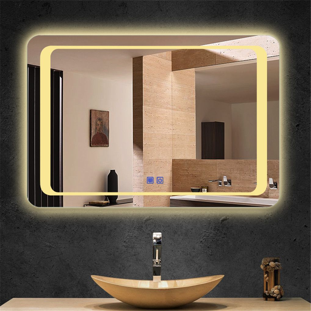 Led Illuminated Bathroom Mirror Wall Mounted Shaving Mirror With Lights With Edge Lit Square Led Wall Mirrors (View 8 of 15)