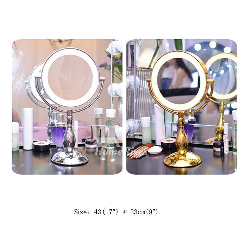 Led Light Makeup Mirror 3X Adjustable Double Sided Gold/Silver Pertaining To Led Lighted Makeup Mirrors (View 14 of 15)