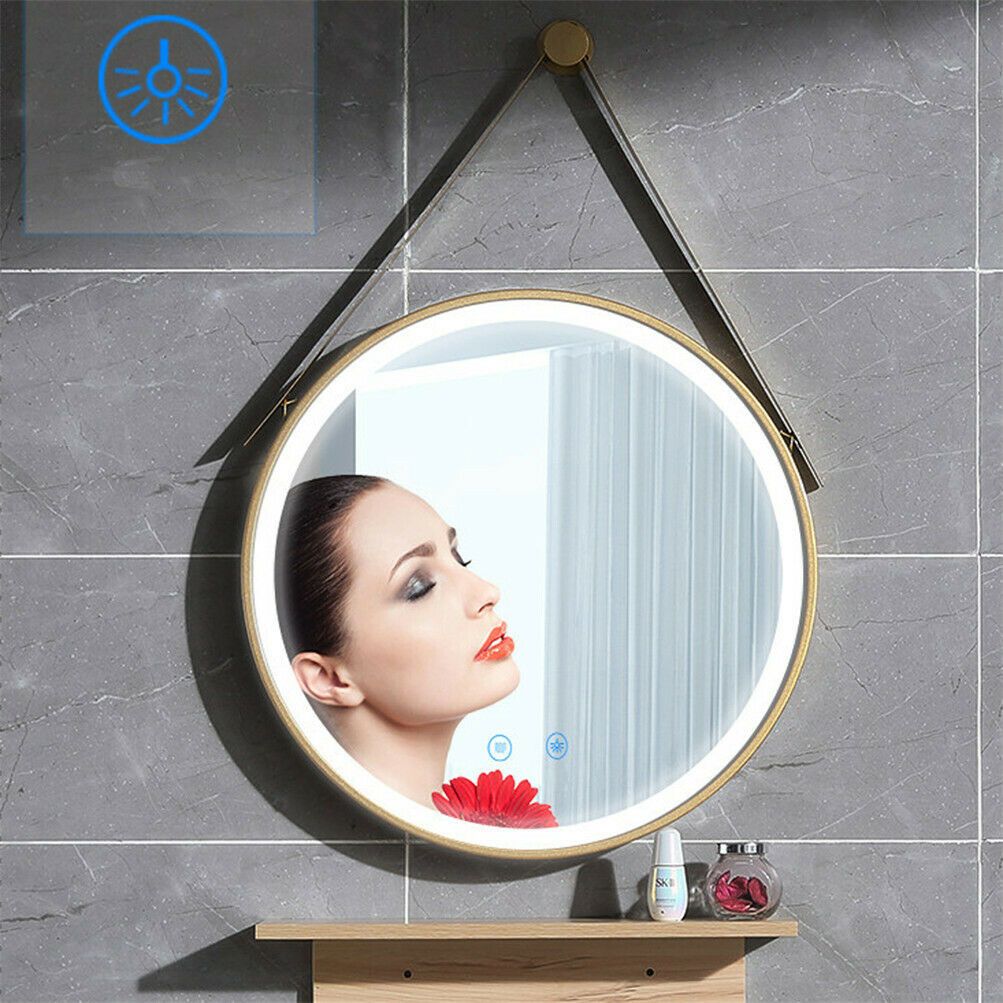 Led Lighted Round Wall Mount Or Hanging Mirror Bathroom Vanity Mirror In Round Bathroom Wall Mirrors (View 6 of 15)