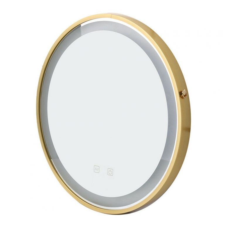 Led Lighted Round Wall Mount Or Hanging Mirror Bathroom Vanity Mirror Pertaining To Gold Led Wall Mirrors (View 1 of 15)