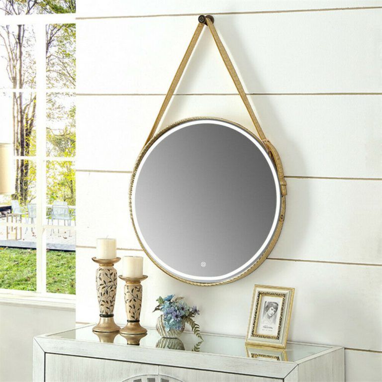 Led Lighted Round Wall Mount Or Hanging Mirror Bathroom Vanity Mirror With Gold Led Wall Mirrors (View 5 of 15)