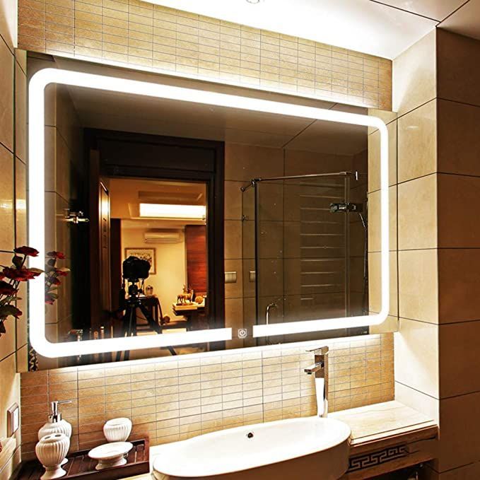 Led Wall Mounted Lighted Bathroom Mirror, Rectangular Frameless Wall In Frameless Rectangle Vanity Wall Mirrors (View 1 of 15)