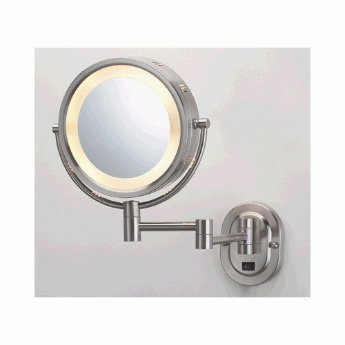 Lighted Makeup Mirror Wall: 8" Brushed Nickel Finish Dual Sided Pertaining To Nickel Floating Wall Mirrors (View 3 of 15)