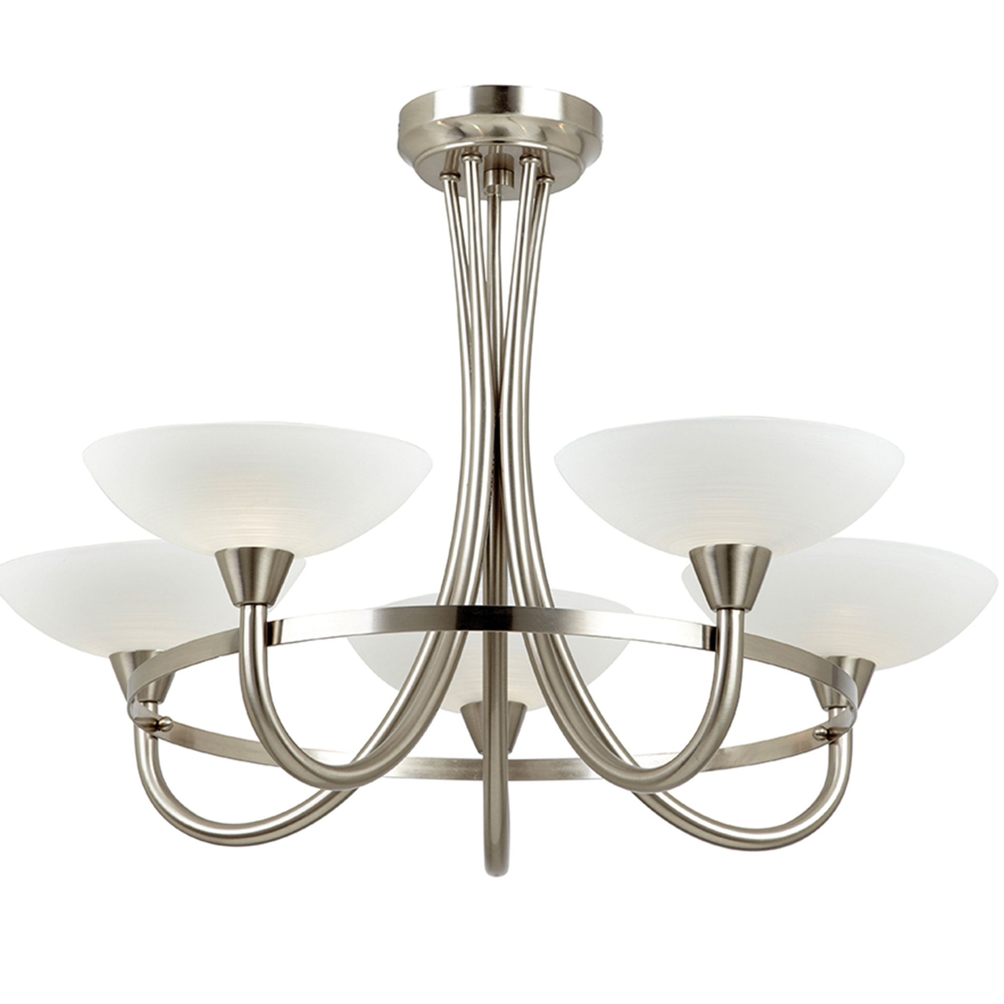Lighting Satin Chrome 5 Light Fitting | All Lighting | Cookes Furniture Intended For Ceiling Hung Satin Chrome Wall Mirrors (View 1 of 15)