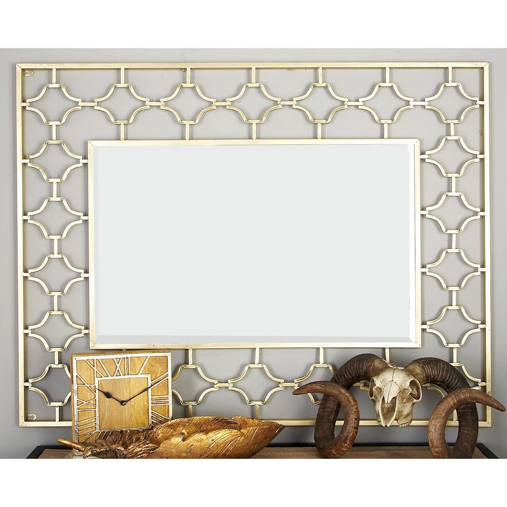 Litton Lane Modern Rectangular Gold Quatrefoil Wall Mirror 67066 In Regarding Quatrefoil Wall Mirrors (View 11 of 15)
