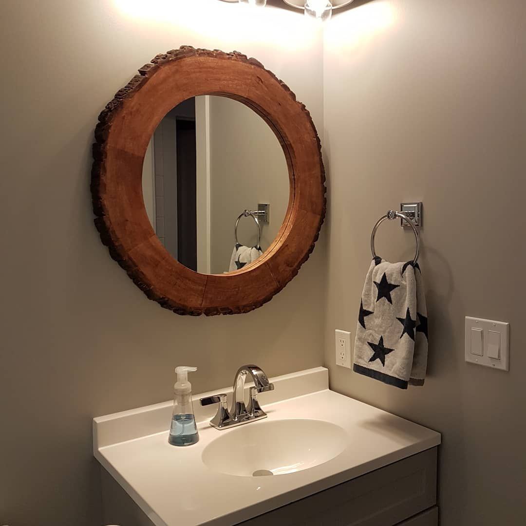Live Edge Wood Mirror! | Wood Mirror Bathroom, Round Mirror Bathroom For Natural Wood Grain Vanity Mirrors (View 11 of 15)