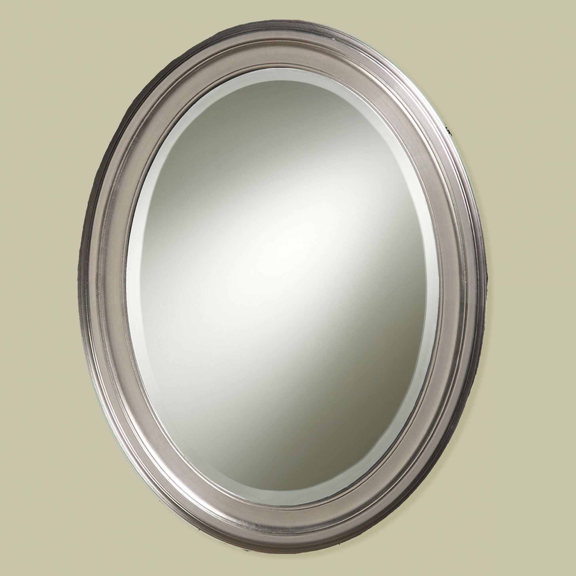 Loree Brushed Nickel Finish Oval Wall Mirror From Howard Elliott Pertaining To Oxidized Nickel Wall Mirrors (View 8 of 15)